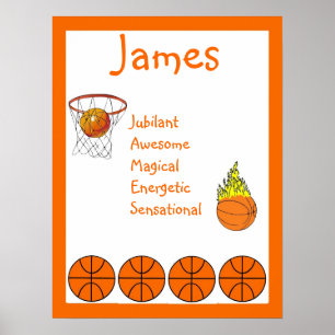 Basketball Sport Kinder Zimmerdekoration Name Kuns Poster