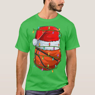 Basketball Sport Lover Xmas Lights Basketball Chr T-Shirt