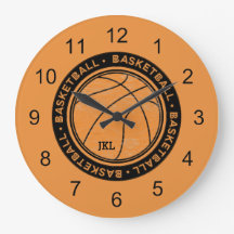 Basketball Sport Monogram Wall Clock