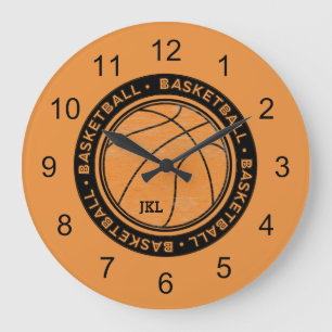 Basketball Sport Monogram Wall Clock Große Wanduhr