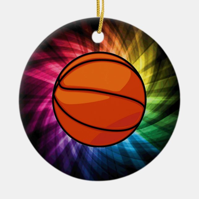 Basketball; Sport; Regenbogen Keramik Ornament (Vorne)
