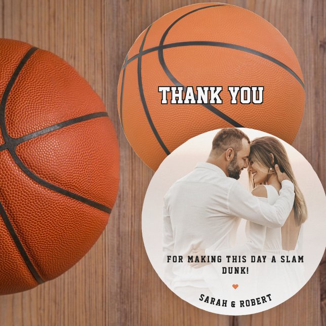 Basketball Sport Slam Dunk Foto Hochzeit Dankeskarte (Basketball Sport Slam Dunk Photo Wedding Thank You Card)