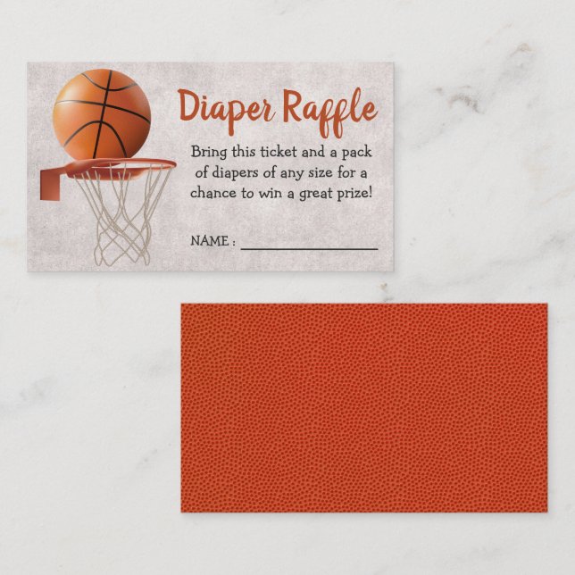 Basketball Sport Thema Kinderdusche Windeln Raffel Begleitkarte (Vorne/Hinten)