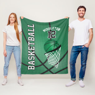 Basketball 🏀 Sportdesign in Grün Fleecedecke