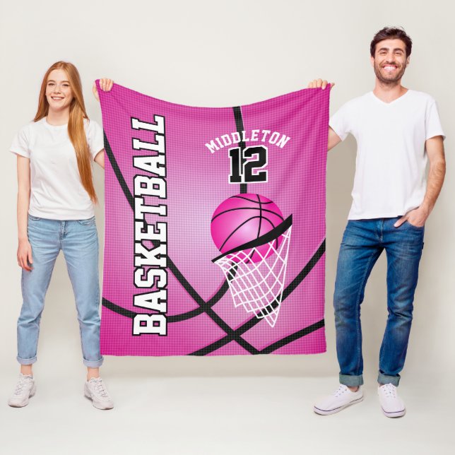 Basketball 🏀 Sportdesign - Rosa Fleecedecke (Beispiel)