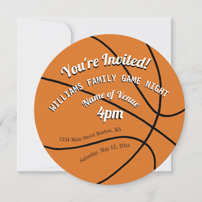 Basketball Sports Family Game Night Einladung (Vorderseite)