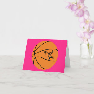 Basketball Sports Geburtstagsparty Pink Danke Karte