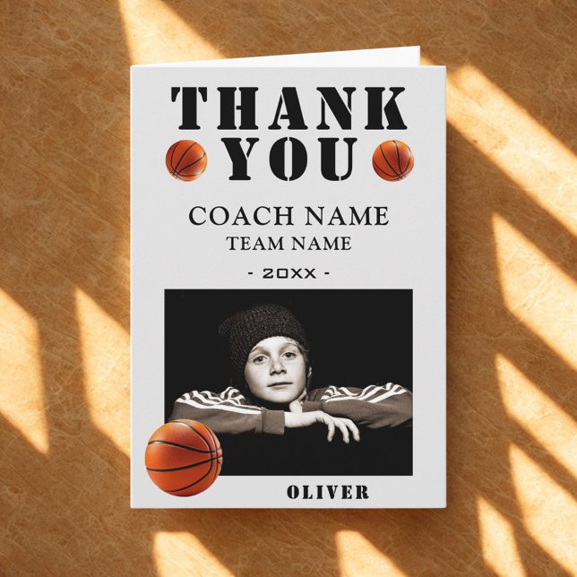 Basketball Sports Photo Coach  Dankeskarte (Von Creator hochgeladen)