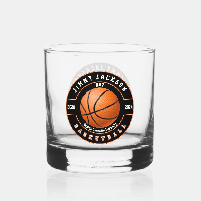 Basketball Sports Rocks Whiskey Glass Trinkbehälte Whiskyglas (Vorderseite)