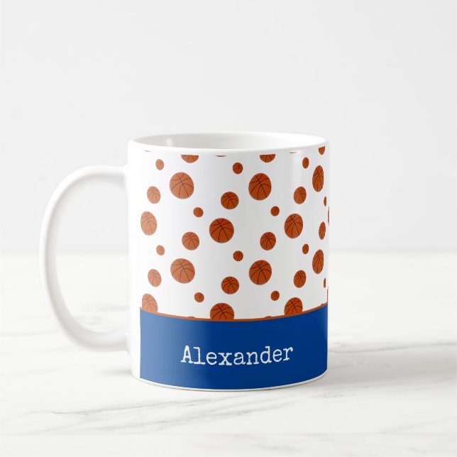 Basketball-Sportteam Personalisiert blau Kaffeetasse (Links)