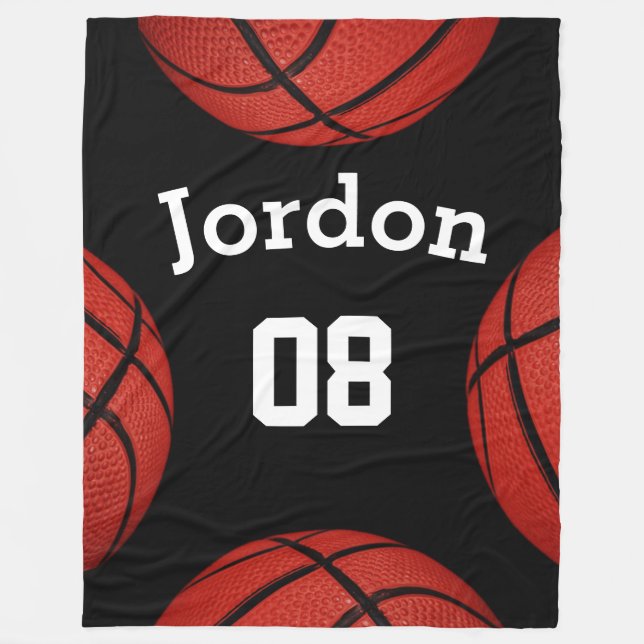 Basketball Sportteam Personalisiert Namensschild Fleecedecke (Vorderseite)