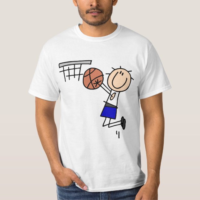 Basketball-Sprungs-Schuss-blaue T - Shirts und (Vorderseite)