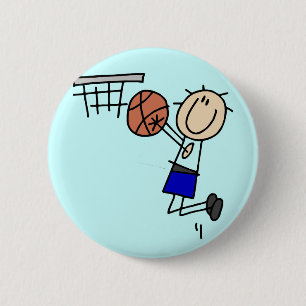 Basketball-Sprungwurf Blaue T-Shirts und Geschenke Button