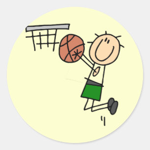 Basketball-Sprungwurf - Grüne T-Shirts und Geschen Runder Aufkleber