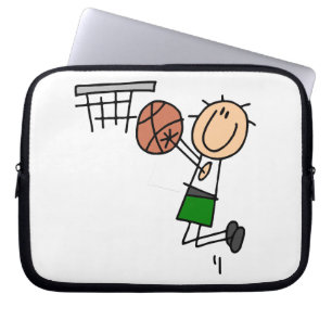 Basketball-Sprungwurf grüne T-Shirts und Geschenke Laptopschutzhülle