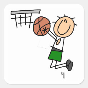 Basketball-Sprungwurf Grüne T-Shirts und Geschenke Quadratischer Aufkleber