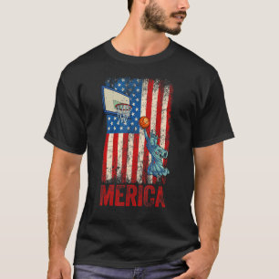 Basketball Statue Liberty 4. Juli Girl America T-Shirt