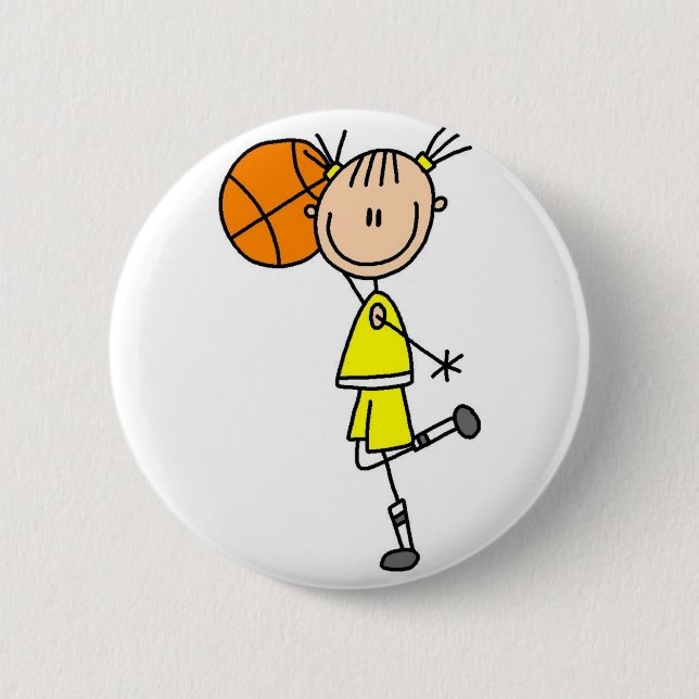 Basketball-Strichmännchen-Knopf Button (Vorderseite)