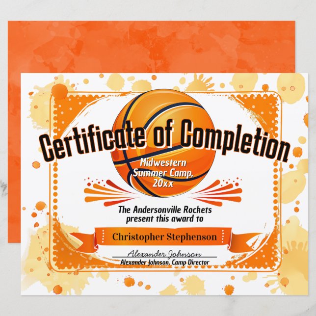 Basketball Summer Camp League Team Award (Vorne/Hinten)