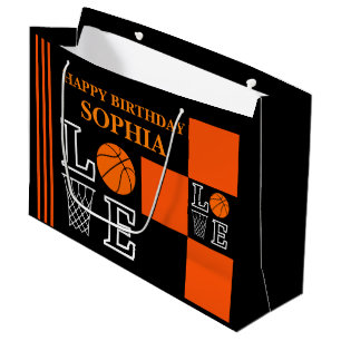 Basketball Swoosh Black Birthday Große Geschenktas Geschenktüte
