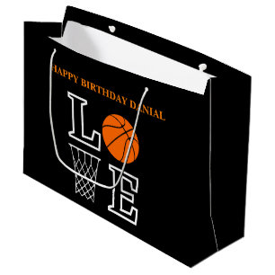 Basketball Swoosh Black Birthday Große Geschenktas Geschenktüte