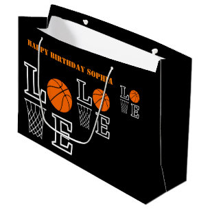Basketball Swoosh Black Birthday Große Geschenktas Geschenktüte