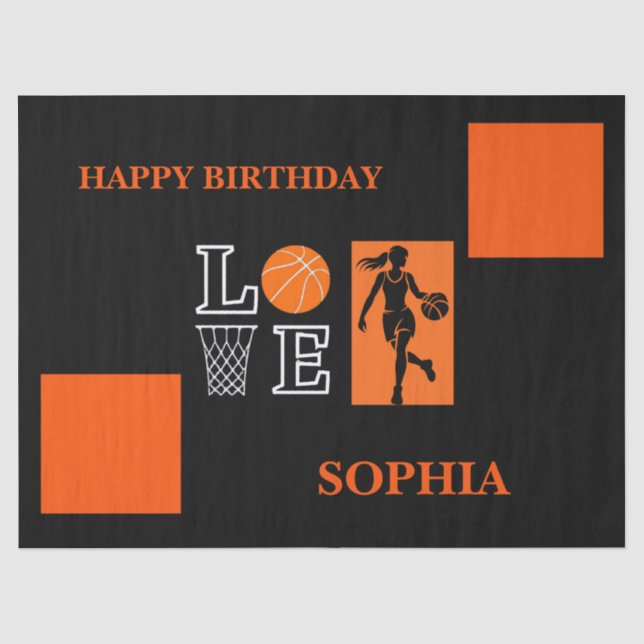 Basketball Swoosh Black Birthday Large Gift Bag Seidenpapier (Vorderseite)