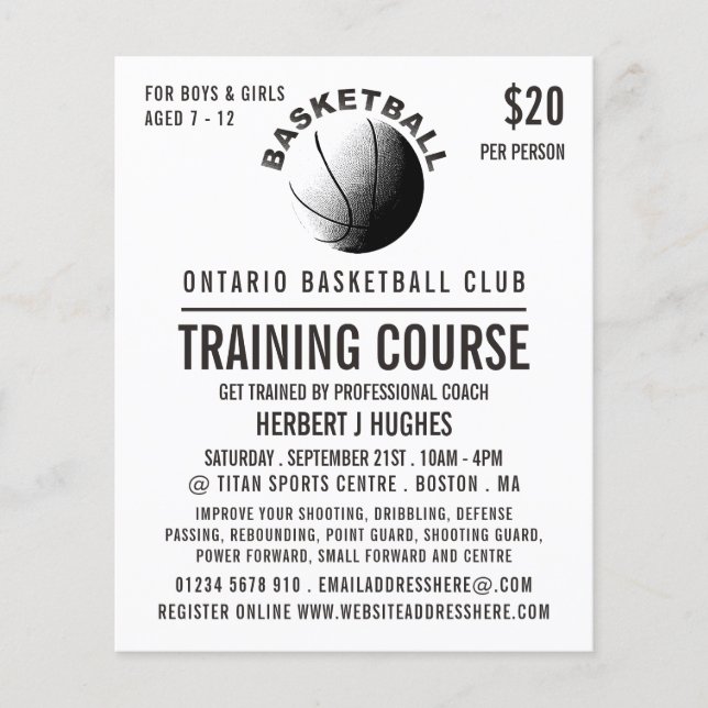 Basketball-Symbol, Basketballtrainingskurs Flyer (Vorne)