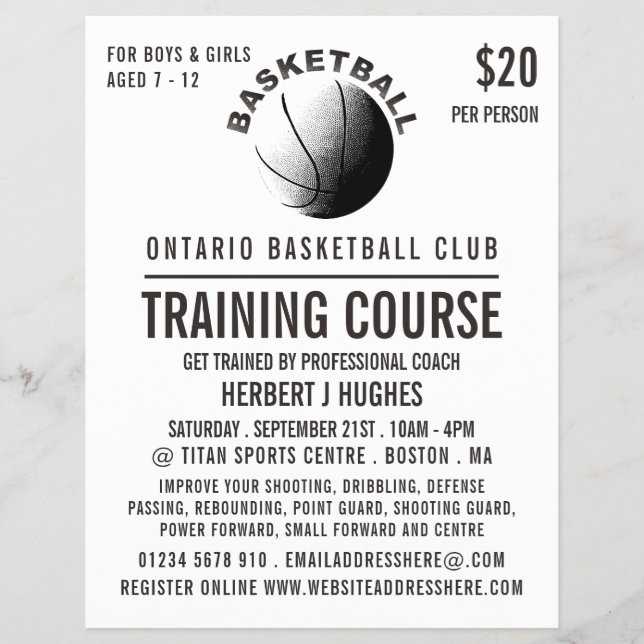 Basketball-Symbol, Basketballtrainingskurs Flyer (Vorne)