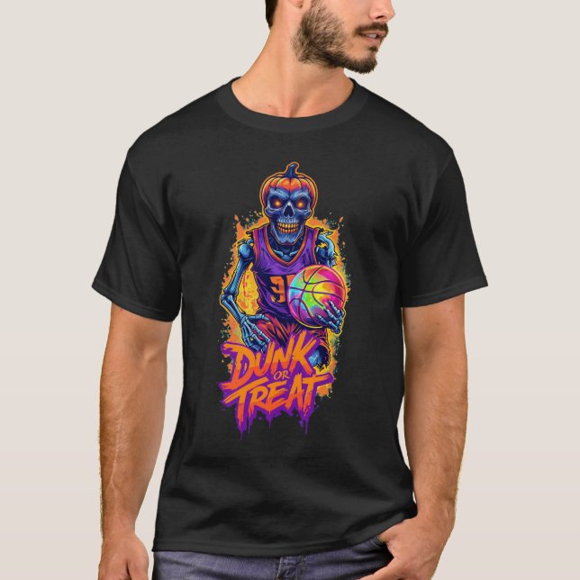 Basketball-T - Shirt - Kot oder Leckerei - Hallowe (Vorderseite)