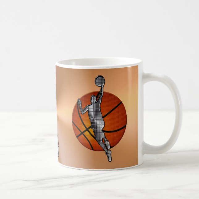 Basketball-Tassen, metallischer Spieler auf Kaffeetasse (Rechts)