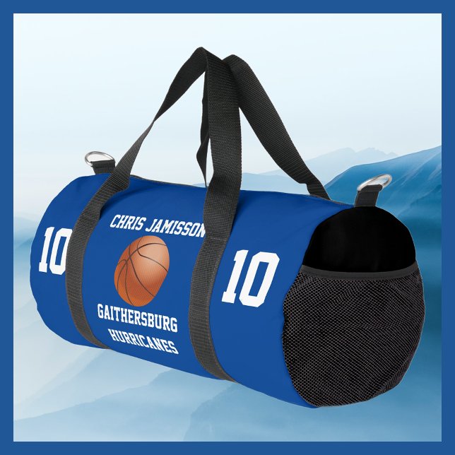 Basketball Team Coach oder Player Blue Personalisi Duffle Bag (Von Creator hochgeladen)