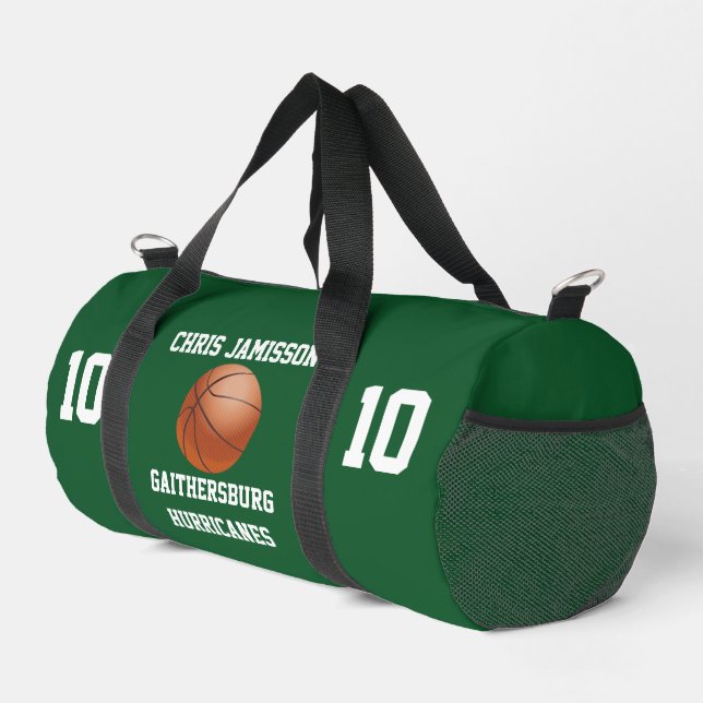 Basketball-Team-Coach oder Spieler Grün Personalis Duffle Bag (Rechte Ecke)