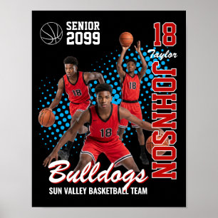 Basketball-Team Custom Foto Senior Night Rot Poster