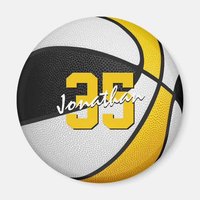 Basketball Team Farben Geschenke schwarzes Gold Magnet (Vorne)