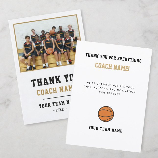 Basketball-Team-Foto-Trainer  Dankeskarte (Von Creator hochgeladen)