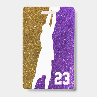 Basketball-Team lila und Gold Glitzer Jersey Ausweis