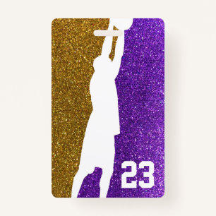 Basketball-Team lila und Gold Glitzer Jersey Ausweis