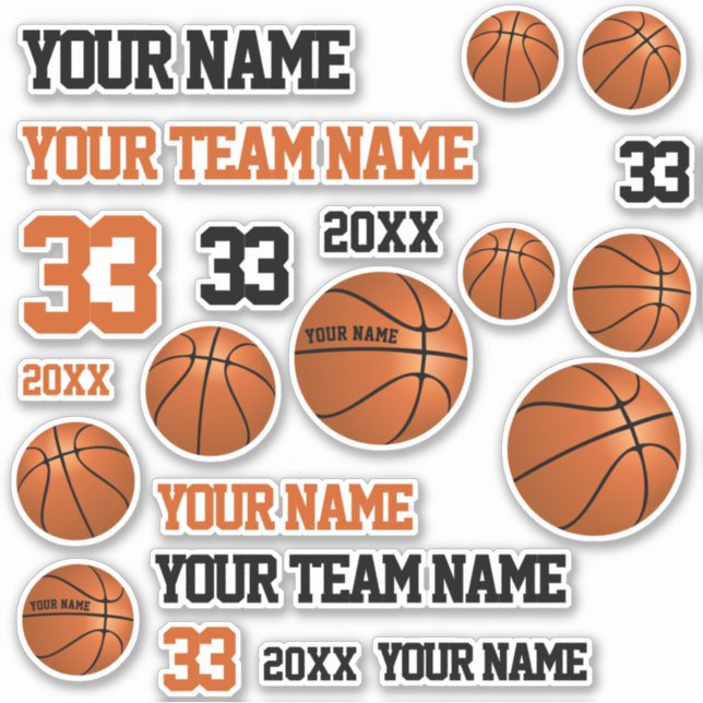 Basketball-Team Name Jahr Basketball-Spieler Aufkleber (Vorderseite)