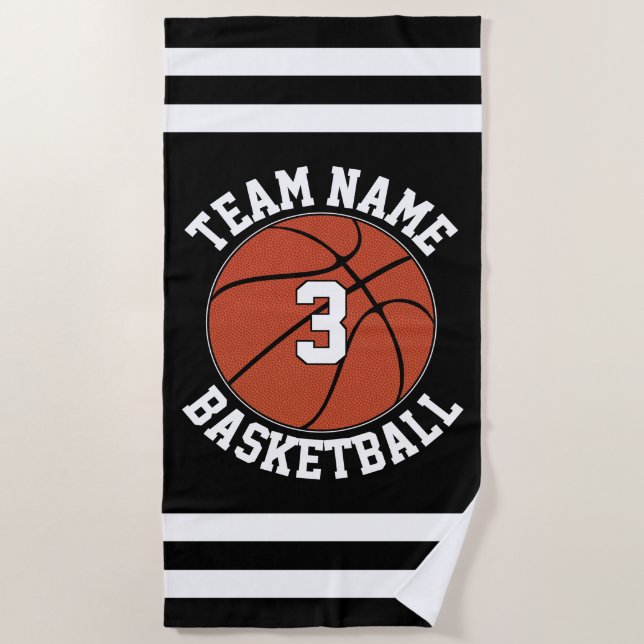 Basketball Team Name & Spielernummer Strandtuch (Vorderseite)