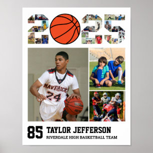 Basketball Team Senior 2025 Sportfoto Collage Poster