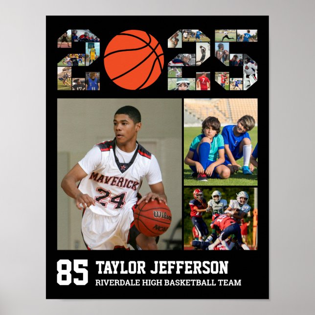 Basketball Team Senior Class of 2025 Foto Collage Poster (Vorne)