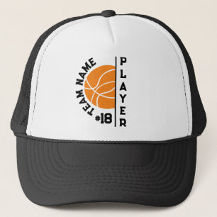 Basketball Team, Spielername und Jersey Nummer. Truckerkappe