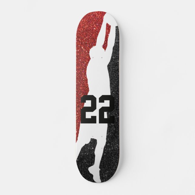 Basketball Team Sport Glitzer Uni Skateboard (Vorderseite)