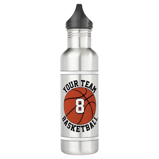Basketball - Teamname und Spielernummer - Sport Edelstahlflasche (Links)