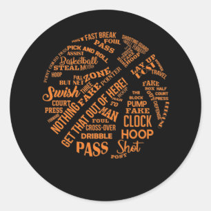 Basketball Terms Motivational Word Cloud Runder Aufkleber