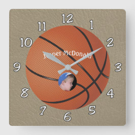 Basketball Textured Background Foto personalisiere Quadratische Wanduhr