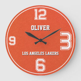 Basketball Textured Sports Custom Name Team Große Wanduhr