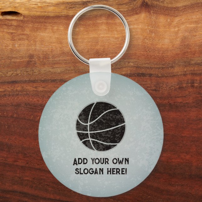 Basketball Thema - Stahl-Look, eigener Text auf be Schlüsselanhänger (Vorderseite)
