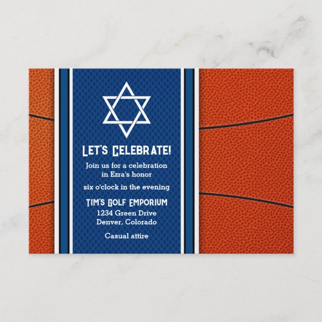 Basketball Thème Bar Mitzvah Invitation de récepti (Devant)